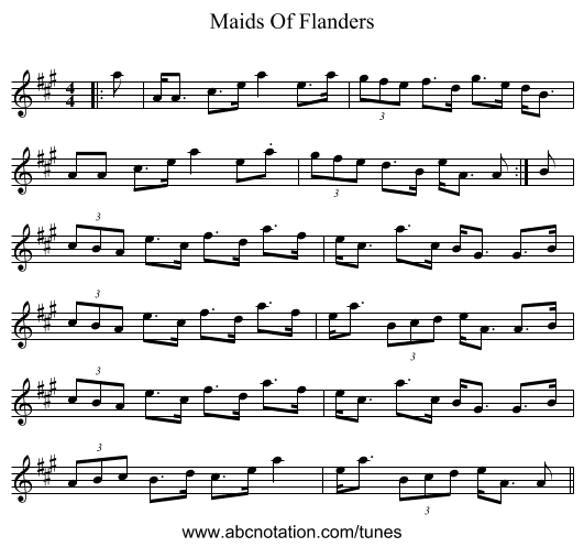 Maids Of Flanders - staff notation
