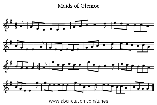 Maids of Glenroe - staff notation