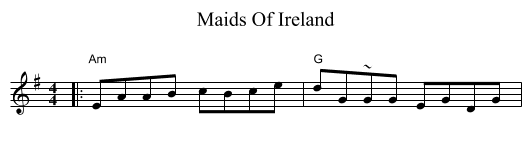 Maids Of Ireland - staff notation