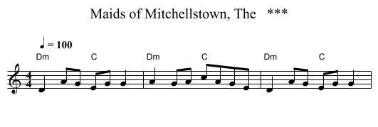 Maids of Mitchellstown, The   *** - staff notation
