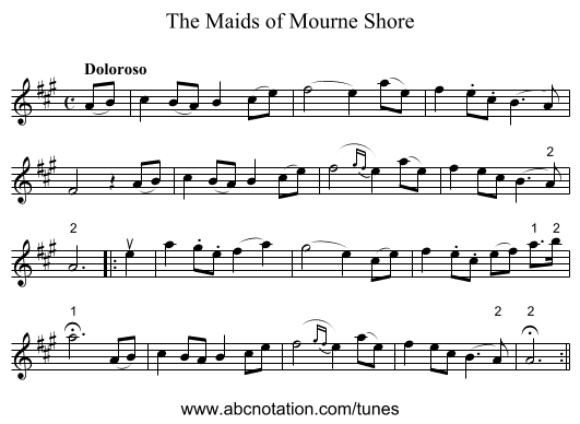 Maids of Mourne Shore, The - staff notation