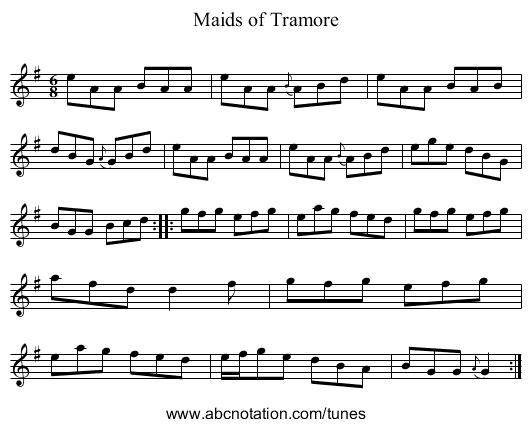 Maids of Tramore - staff notation