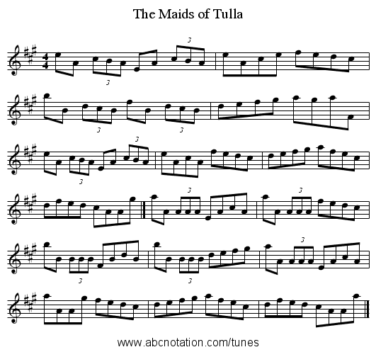 Maids of Tulla, The - staff notation