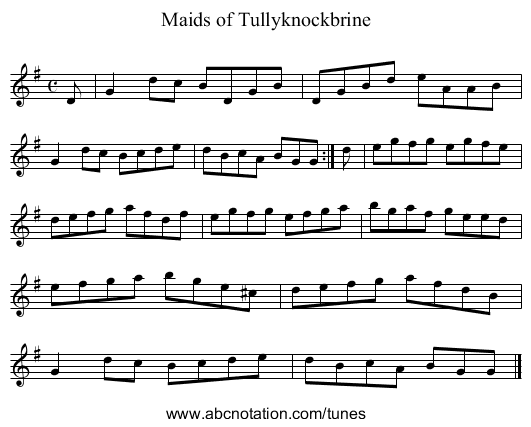 Maids of Tullyknockbrine - staff notation