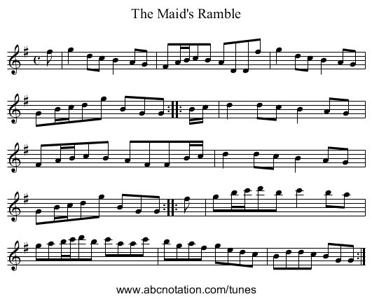 Maid's Ramble, The - staff notation