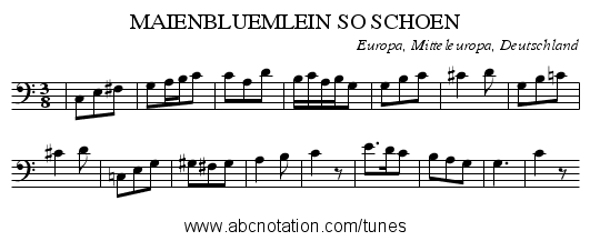 MAIENBLUEMLEIN SO SCHOEN - staff notation