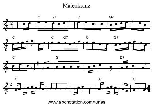 Maienkranz - staff notation