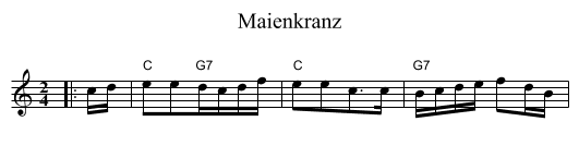 Maienkranz - staff notation