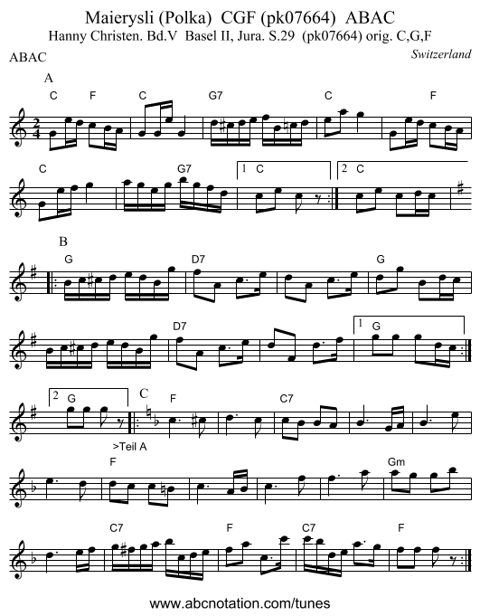 Maierysli (Polka)  CGF (pk07664)  ABAC - staff notation