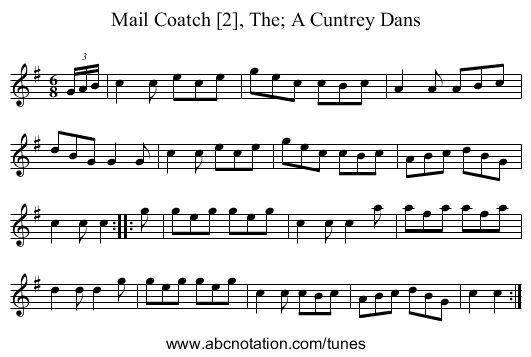 Mail Coatch [2], The; A Cuntrey Dans - staff notation