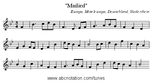 Mailied - staff notation