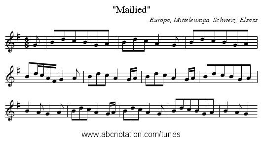 Mailied - staff notation