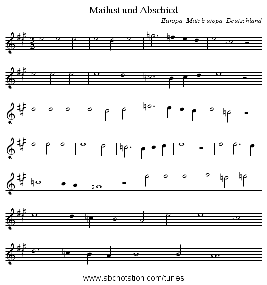 Mailust und Abschied - staff notation