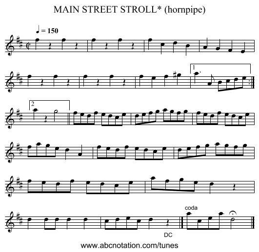 MAIN STREET STROLL* (hornpipe) - staff notation
