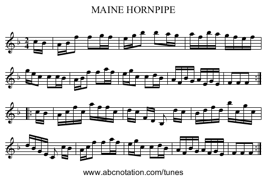 MAINE HORNPIPE - staff notation