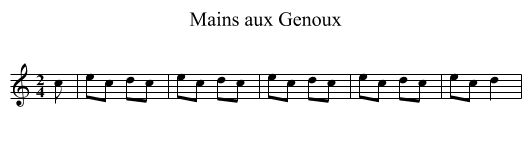 Mains aux Genoux - staff notation