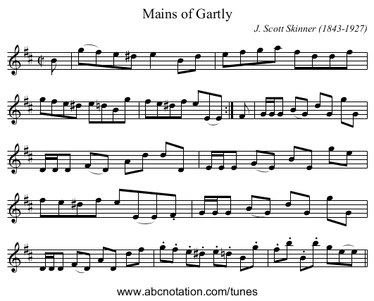 Mains of Gartly - staff notation