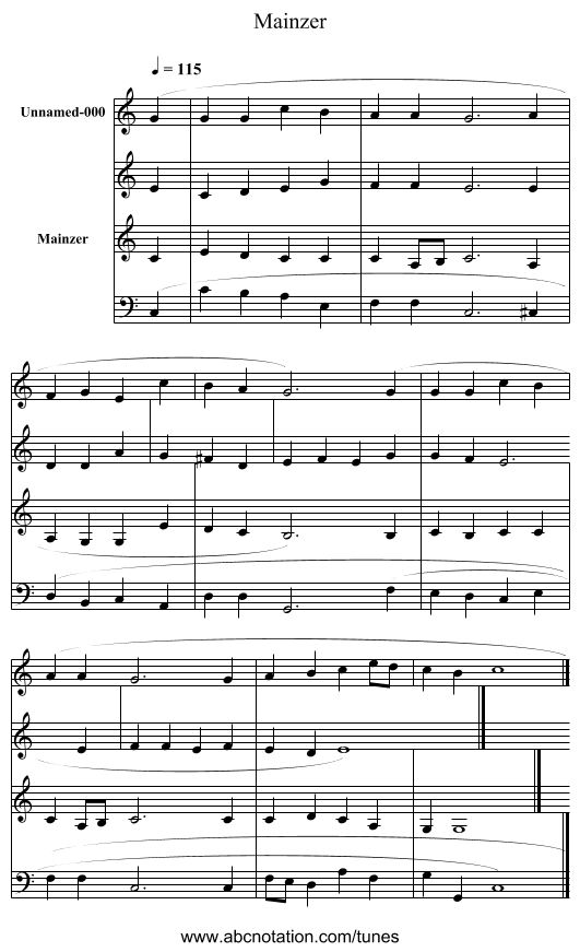 Mainzer - staff notation