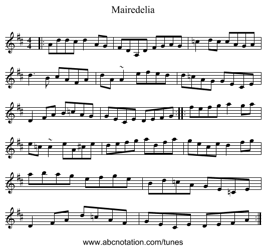 Mairedelia - staff notation