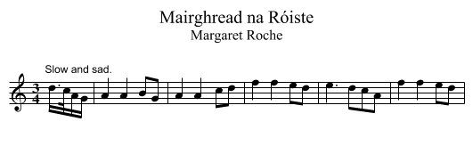 Mairghread na Róiste - staff notation