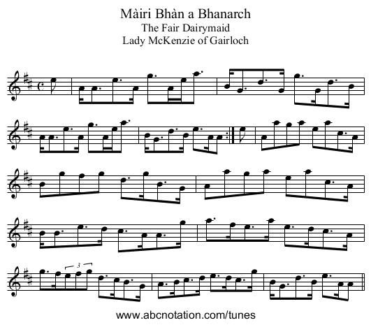 Màiri Bhàn a Bhanarch - staff notation