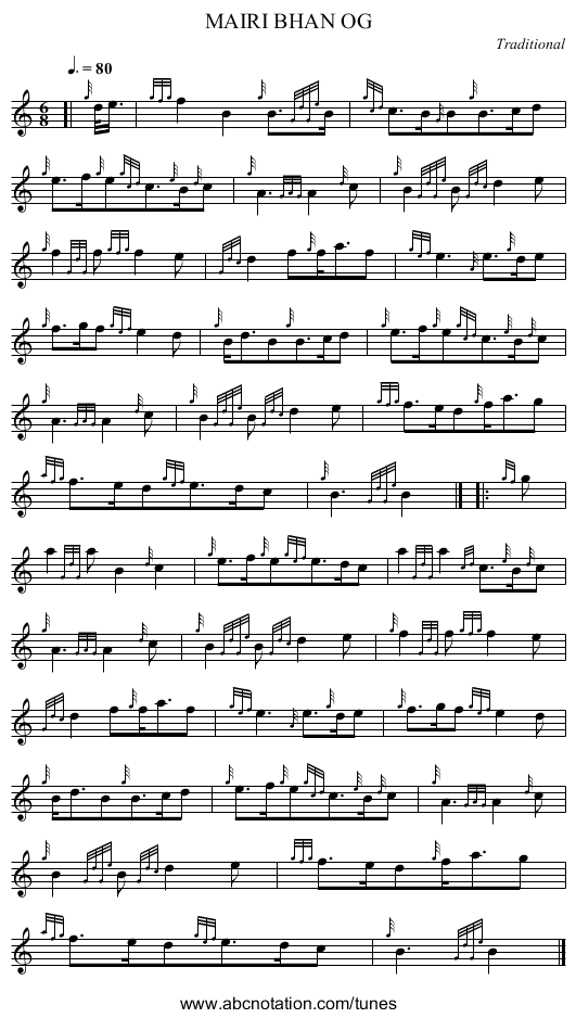 MAIRI BHAN OG - staff notation