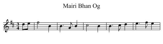 Mairi Bhan Og - staff notation