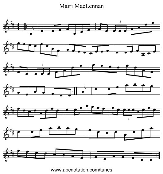 Mairi MacLennan - staff notation