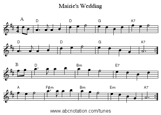 Mairie's Wedding - staff notation