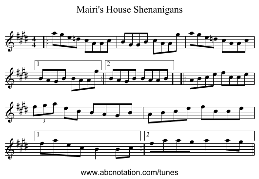 Mairi's House Shenanigans - staff notation