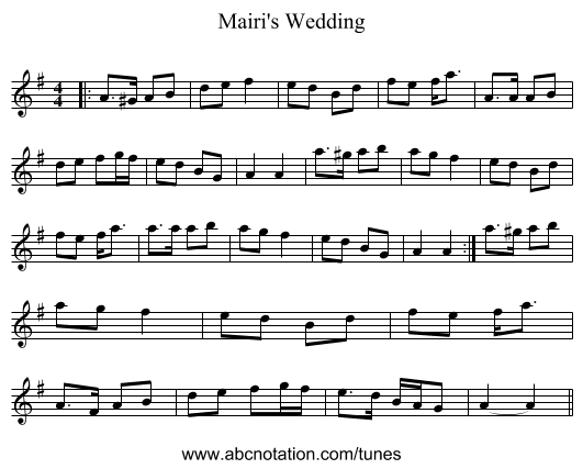 Mairi's Wedding - staff notation