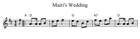 Mairi's Wedding - staff notation