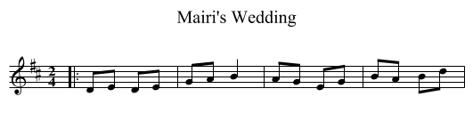 Mairi's Wedding - staff notation