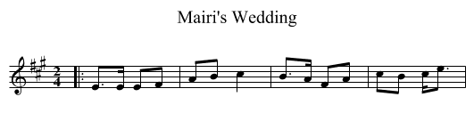 Mairi's Wedding - staff notation