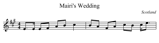 Mairi's Wedding - staff notation