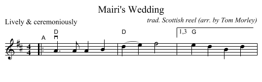 Mairi's Wedding - staff notation