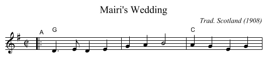 Mairi's Wedding - staff notation