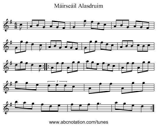 Máirseáil Alasdruim - staff notation
