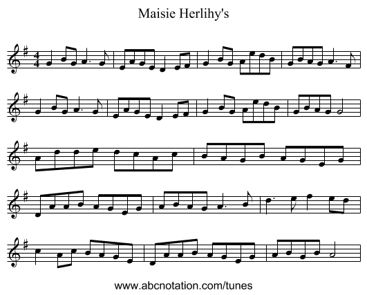 Maisie Herlihy's - staff notation