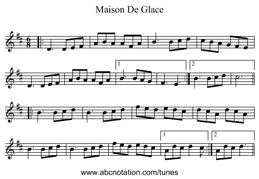 Maison De Glace - staff notation