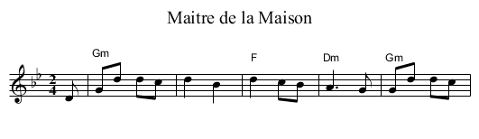 Maitre de la Maison - staff notation