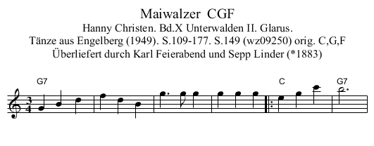 Maiwalzer  CGF - staff notation