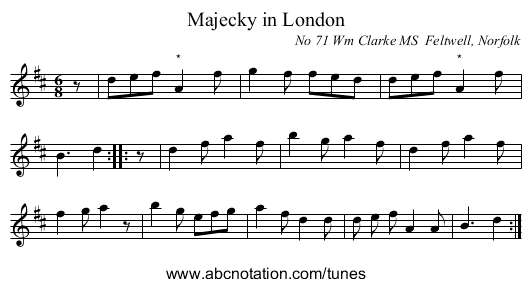 Majecky in London - staff notation