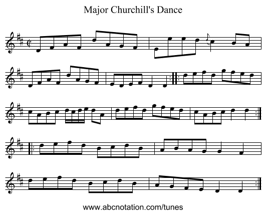 Major Churchill's Dance - staff notation