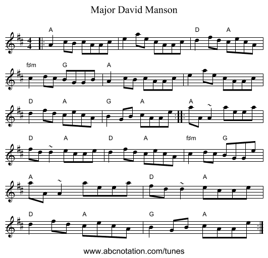 Major David Manson - staff notation