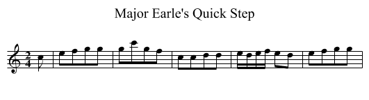 Major Earle's Quick Step - staff notation