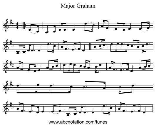 Major Graham - staff notation