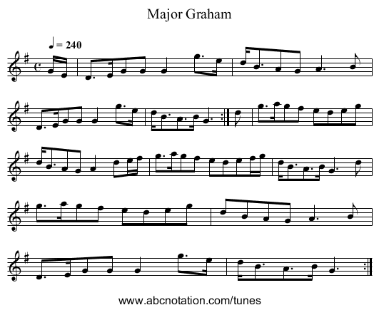 Major Graham - staff notation
