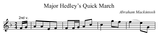 Major Hedley’s Quick March - staff notation