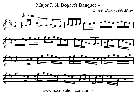 Major J. N. Bogart's Banquet + - staff notation